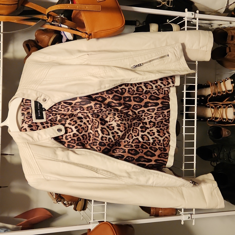 White leather moto jacket